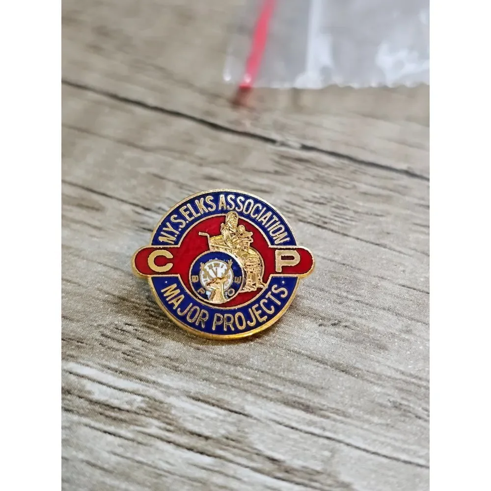 BPOE NYS Elks Association Pins Lot of 5 Major Projects CP Screw Back